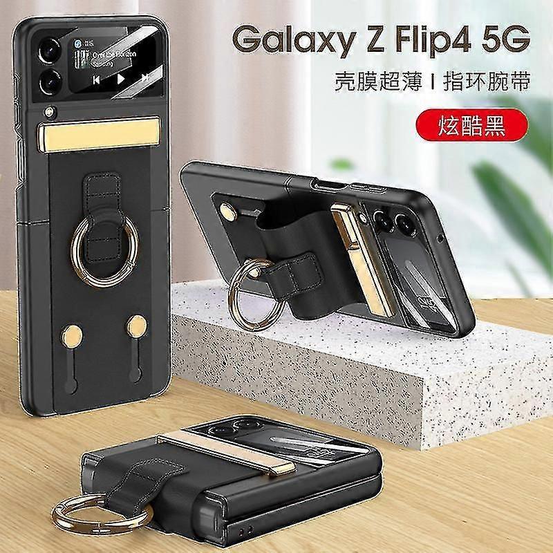 Case Compatible Samsung Galaxy Z Flip 4 With Wristband Stand Ring Holder Lens Protector Shockproof