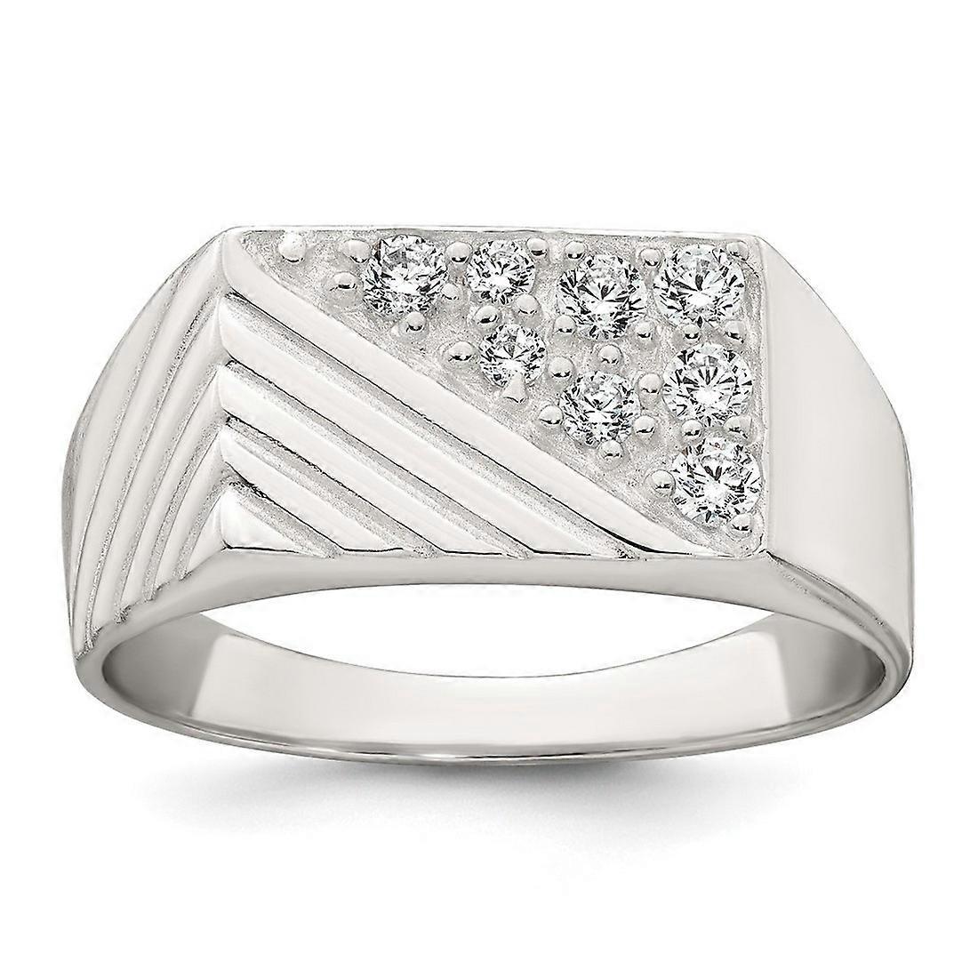 2.8 To 8.45 (tapered)mm 925 Sterling Silver Polished and Grooved Cubic Zirconia Mens Ring-Ring for Men - Ring Size: 9 to