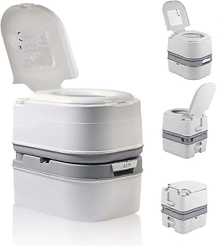 Portable Toilet 6.3-Gallon Porta Potty For Camping RV With Double-Outlet Anti-Leak Seal Ring And Level Indicator White