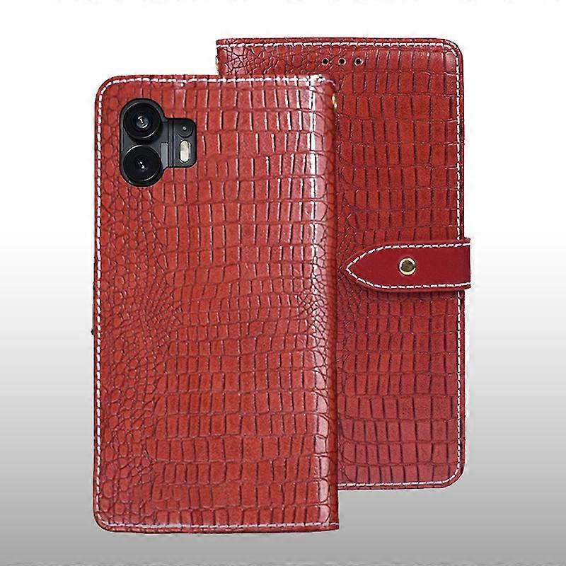 (New) idewei Crocodile Texture Leather Phone Case For Nothing Phone 2