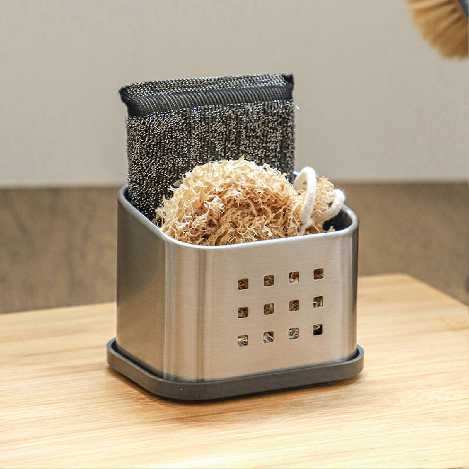 Stainless Steel Kitchen Sponge Holder Rust Proof Dish Cloth Draining Basket