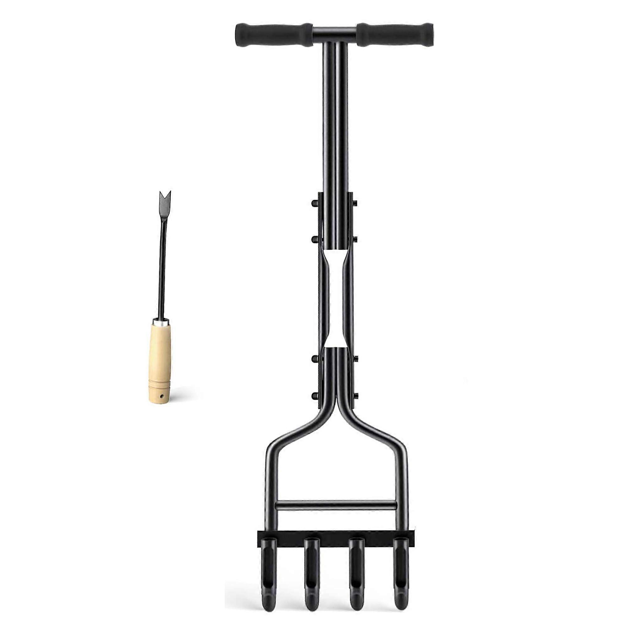 4 Coring Lawn Aerator Tool Set for Efficient Soil Aeration, Durable Steel Construction, Ideal for Yard and Garden Care