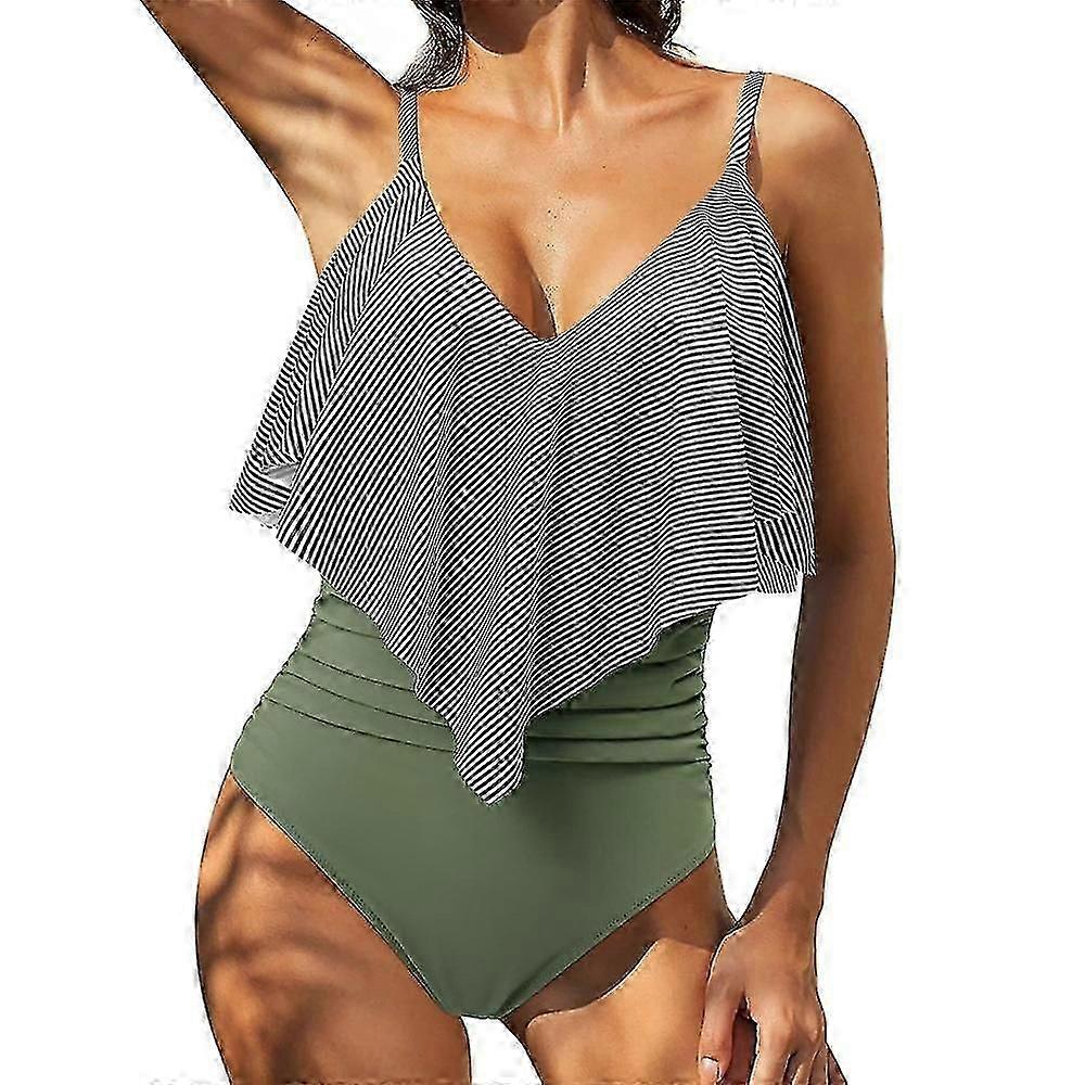 Damen Einteilige Rüschen Bademode Beachwear