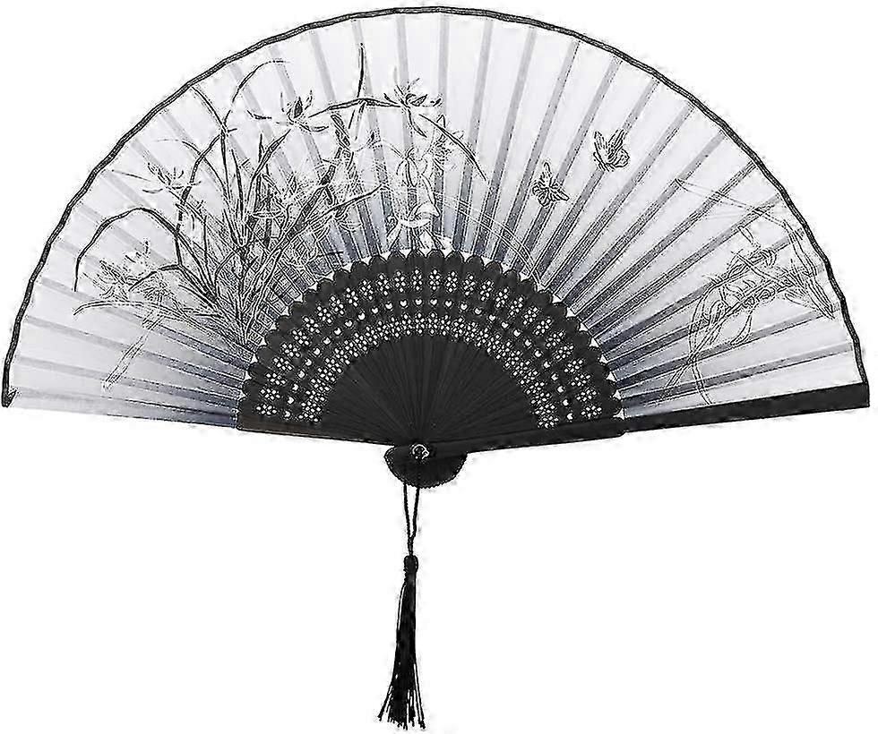 Pattern Lace Bamboo Foldable Hand Fan For Summer Occasions