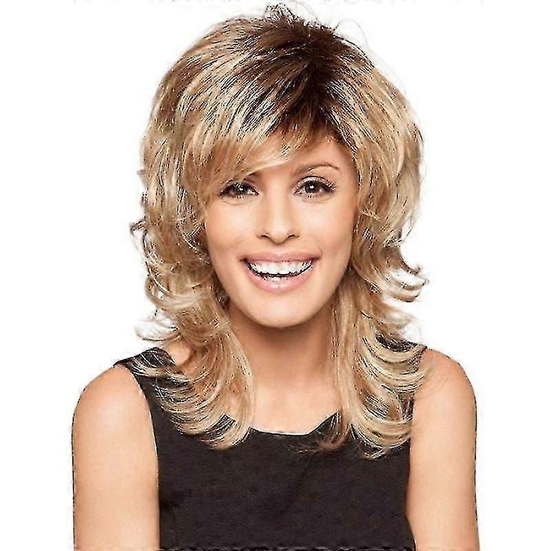 KINZON Perruque nuque longue ، برون ، avec balayage أشقر لعب ، برون