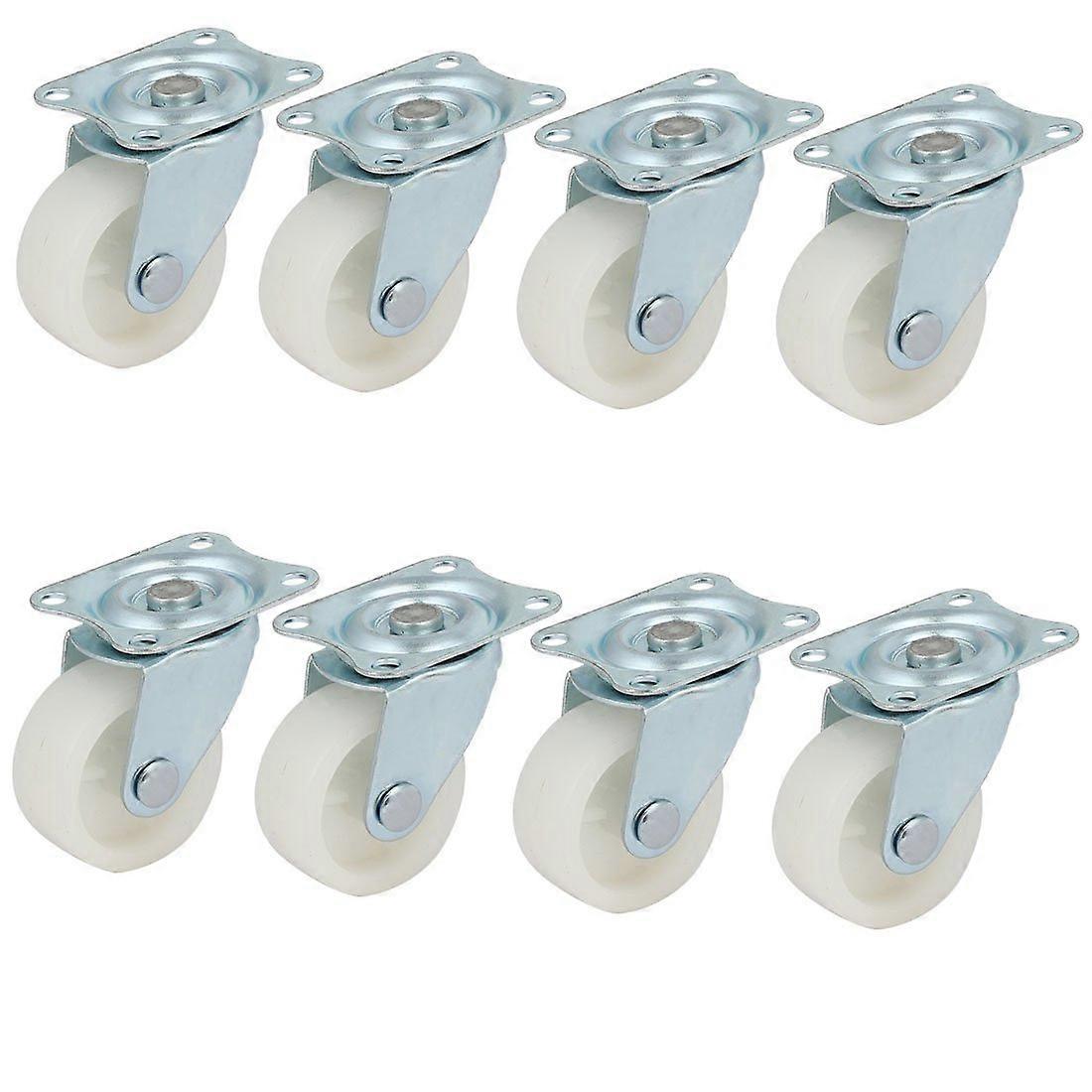 Shopping Cart Casters 1.5" Plate Casters with Metal Top Plate and Rotatable Swivel Wheels, Set of 8, Heavy Duty