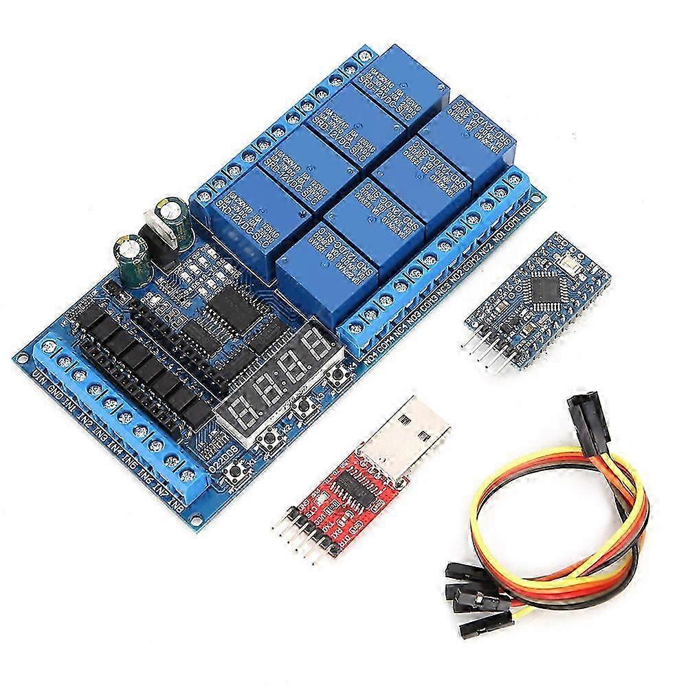 DC 12V 8 Channel Pro Mini PLC Relay Shield Module Delay Timer Switch Board for Arduino(8 Channel Pro Mini PLC Relay Board Pro Mini Board Pro Mini Down