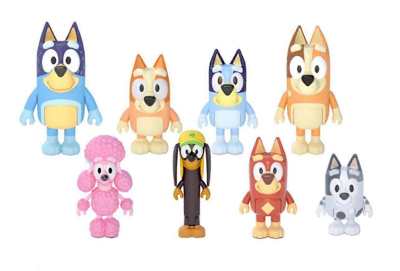 Bluey Family and Friends Figure 8Pack: Bluey, Bingo, Bandit, Chilli, Coco, Snickers, Rusty, Muffin