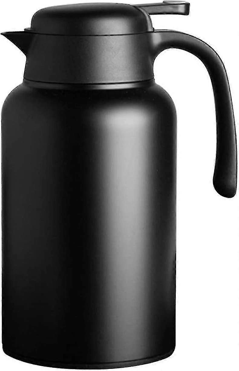 Termokande 2.0l, rustfrit stål termisk karaffel, 24h Varm kulde fastholdelse (sort)