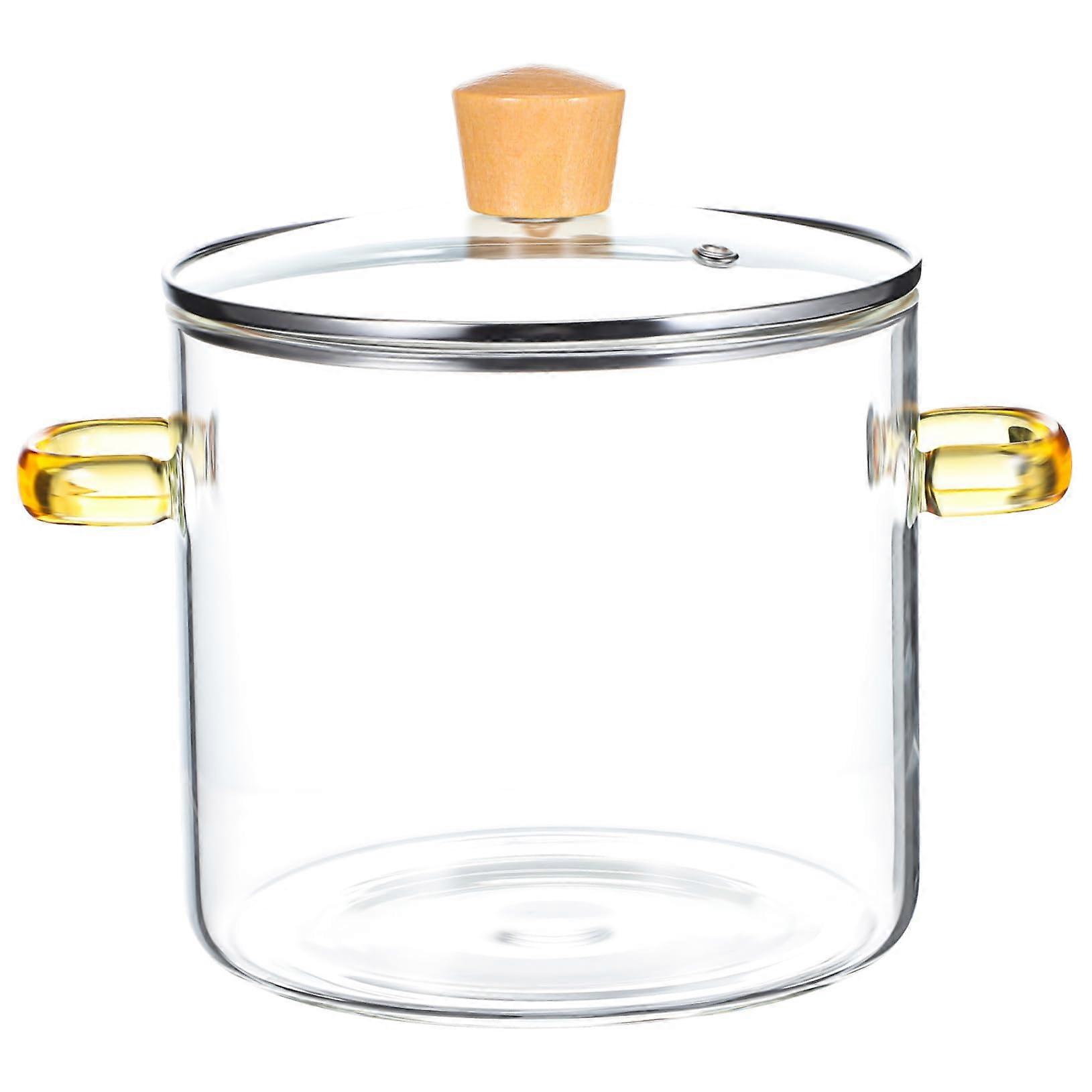 Heatresistant glass pot with double handle Transparent cookware for soups and stews for stovetops and versatile use