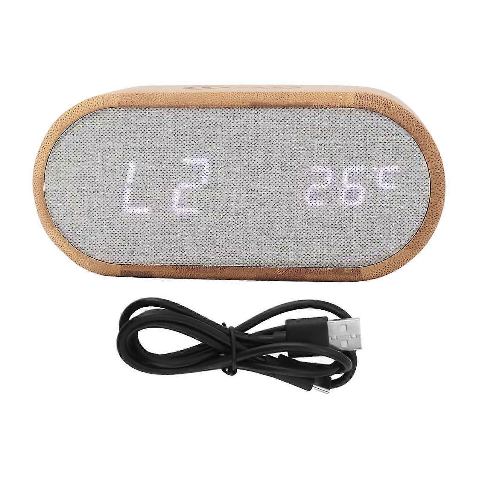 Wooden Alarm Clock with USB Wireless Charging & LED Display