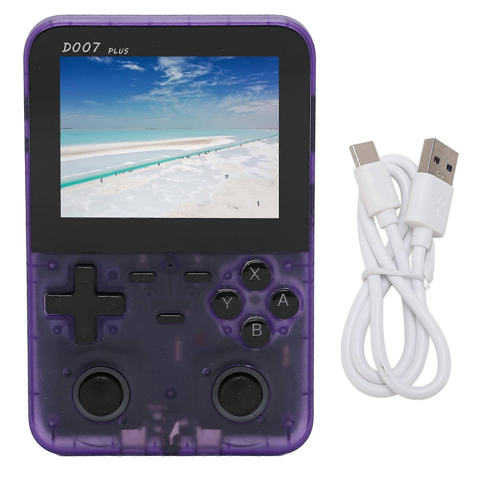 Retro Handheld Game Console 3.5" IPS Display, Dual Joysticks, 2500mAh, Violet
