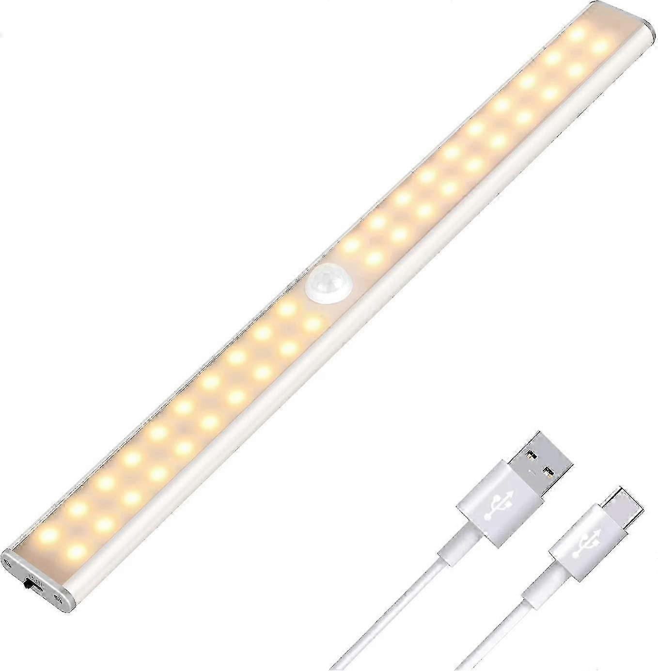 40 LED Closet Light with Motion Sensor, USB Rechargeable, 4 Light Modes, 30cm Warm Lighting Suitable for Various Uses