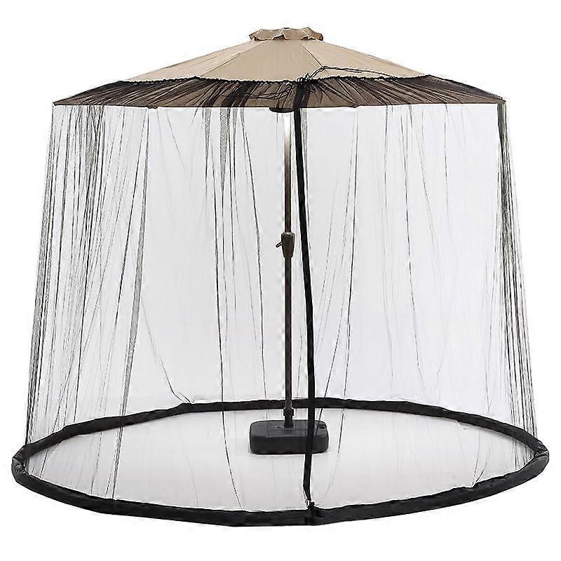 Mosquito Net Outdoor 3x3m Double Zip Door Polyester Mesh for Umbrellas Black
