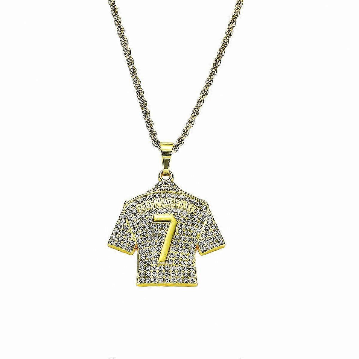 Jersey κολιέ για άνδρες, χιπ χοπ Ronaldo No. 7 Jersey κολιέ αριθμός 7 φανέλα ποδοσφαίρου μενταγιόν κολιέ άνδρες