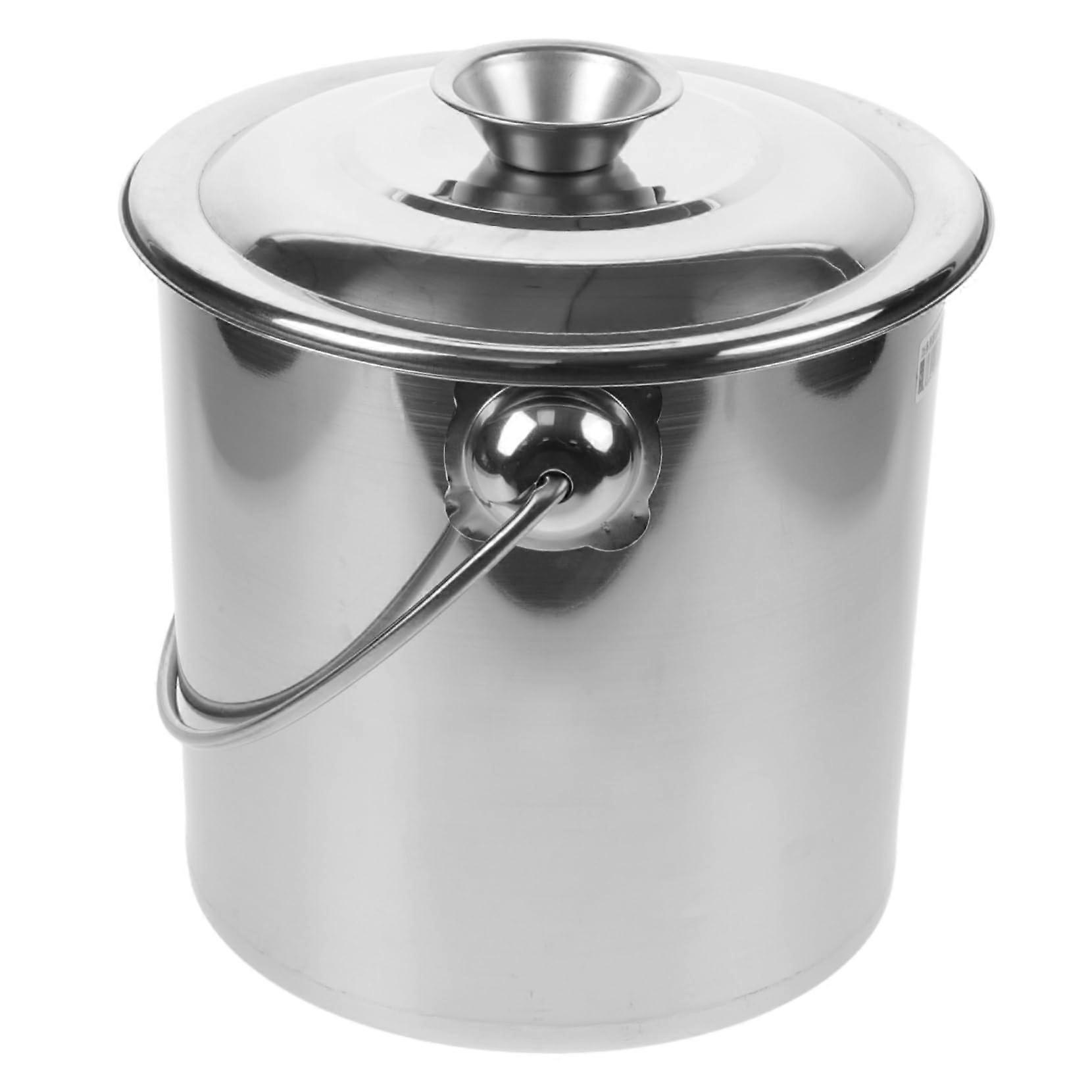 Tea Jar Stainless Steel Storage Bucket With Foldable Handle For Kitchen