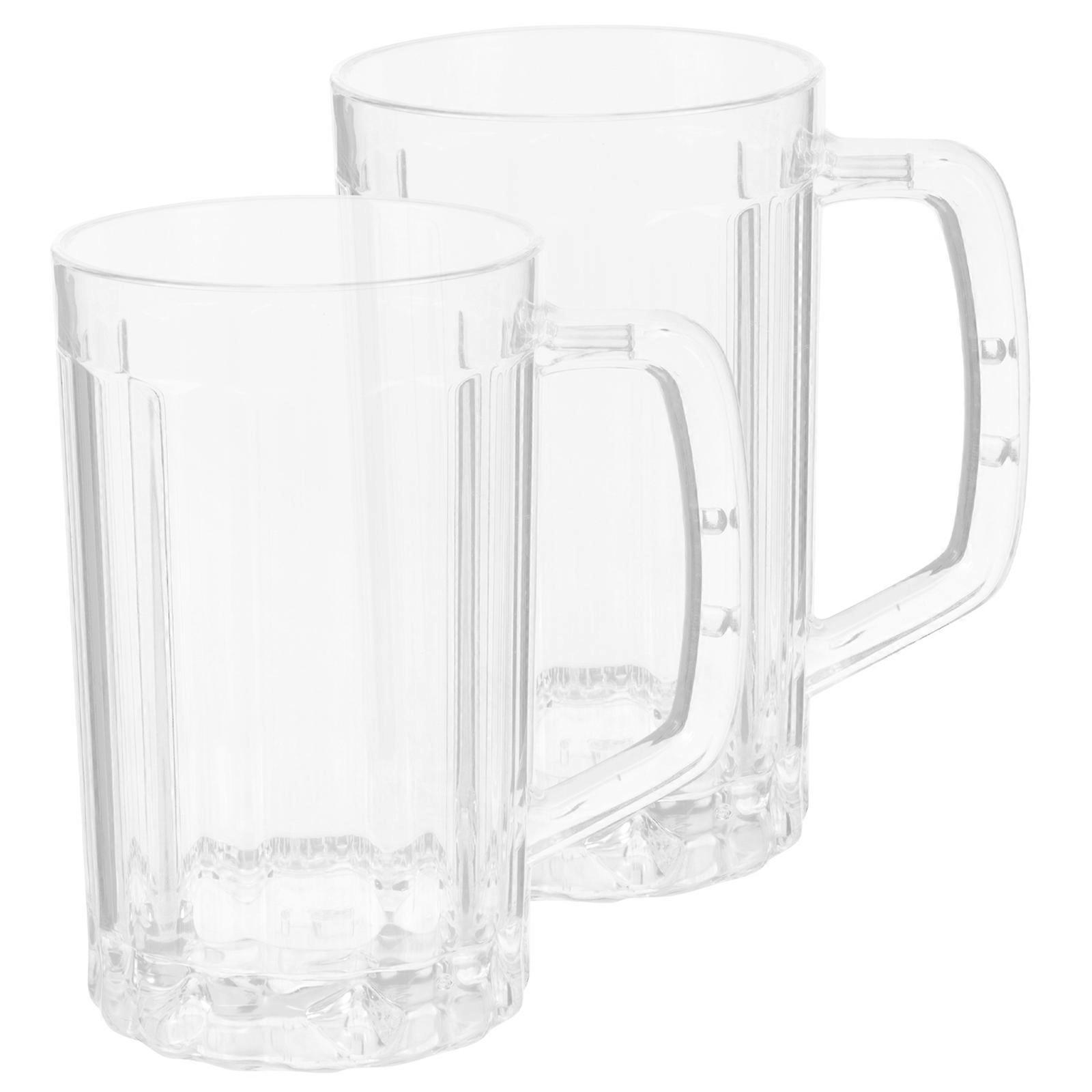 2pcs 500ML Transparent Reusable Beer Mug Cup for Drinking Juice Water at Home