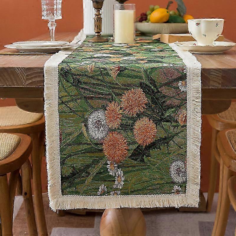 Tea Table Runner Instagram Fringe Cabinet Decor - The stylish tassel design is suitable for taking photos and sharing, becoming the focus. 2025