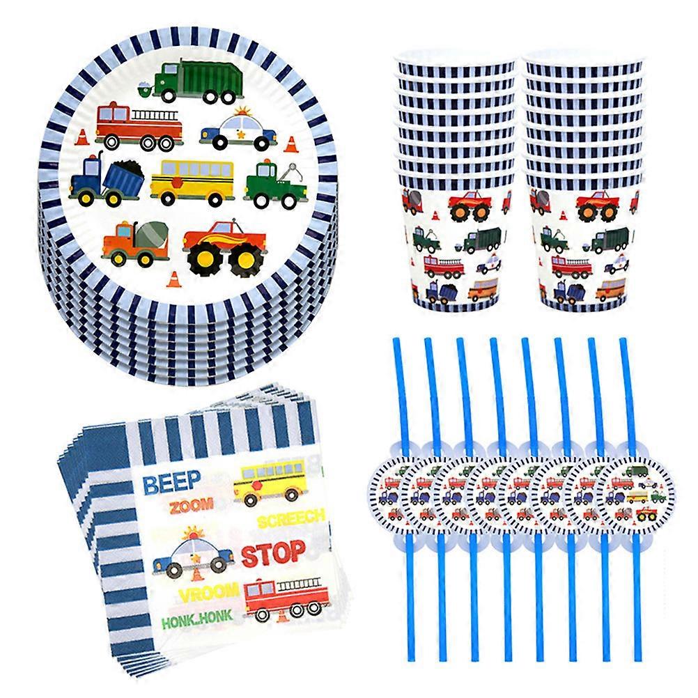 Cartoon Style Set For Boy Birthday Party Assorted Color Party Decoration 1 Set