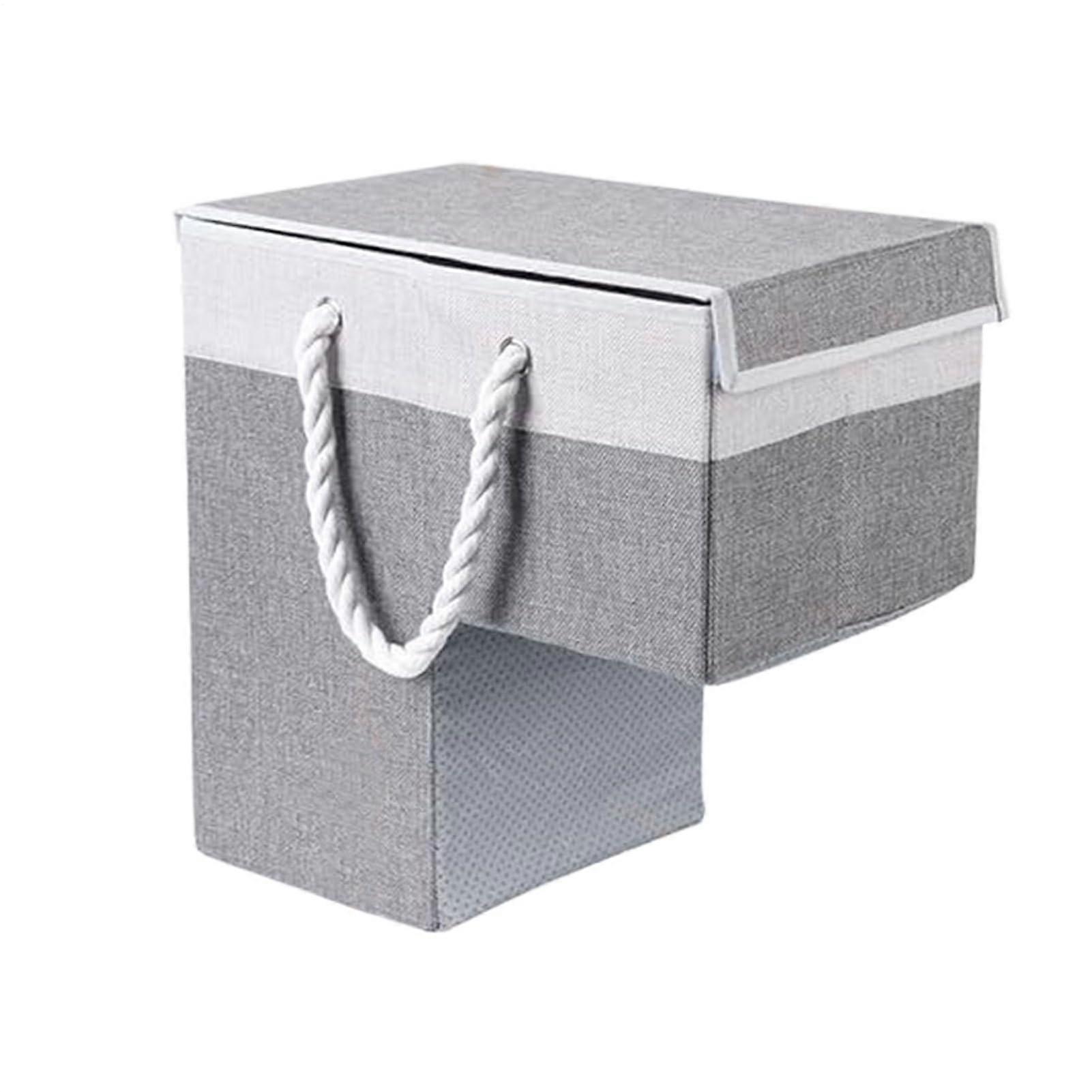Stair Basket, Folding Books Organizer, 16x16x10 inch, SpaceSaving Storage Bin, Gray