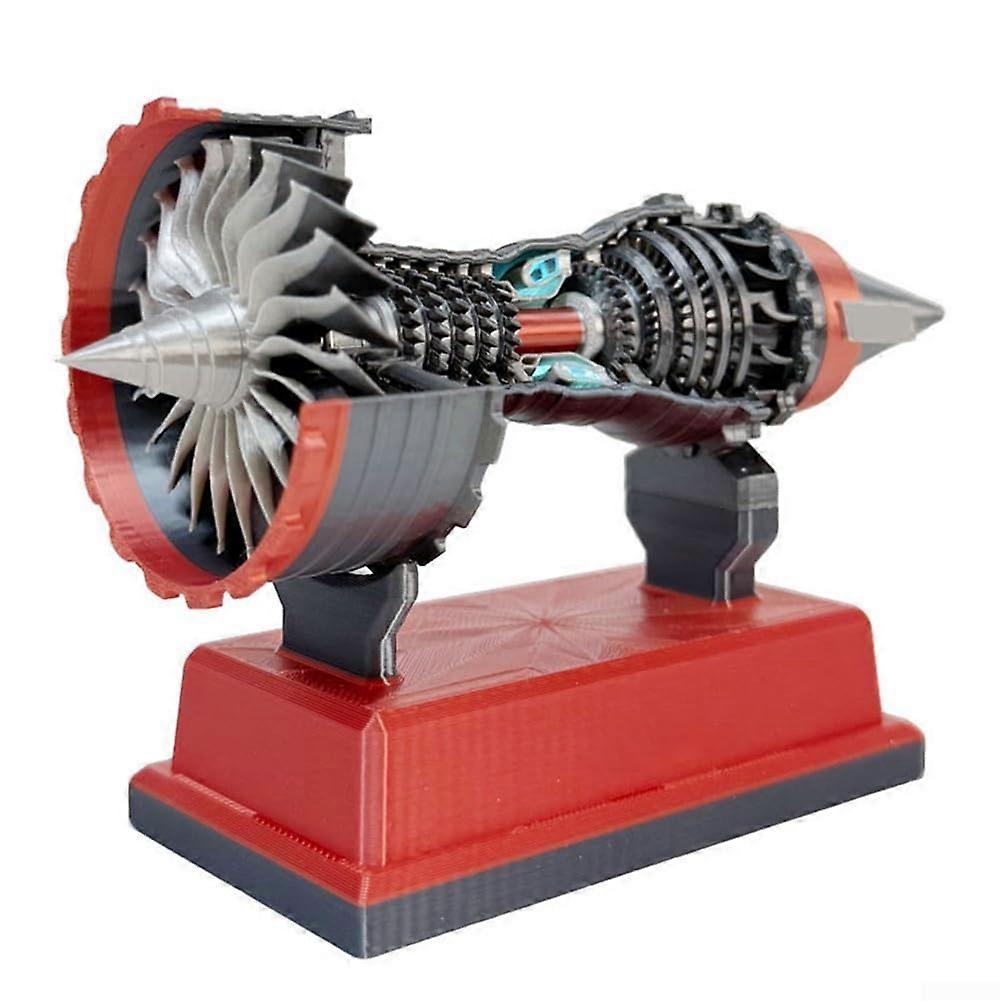 Compact TR900 turbofan engine model with quiet motor for educational and hobby purposes (red).