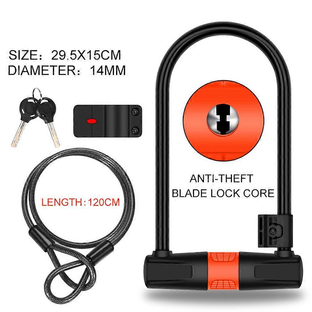 Secure Locking U-Shaped Lock Alloy Steel Mountain Bike Accessories Long Locking Space 1Set Orange