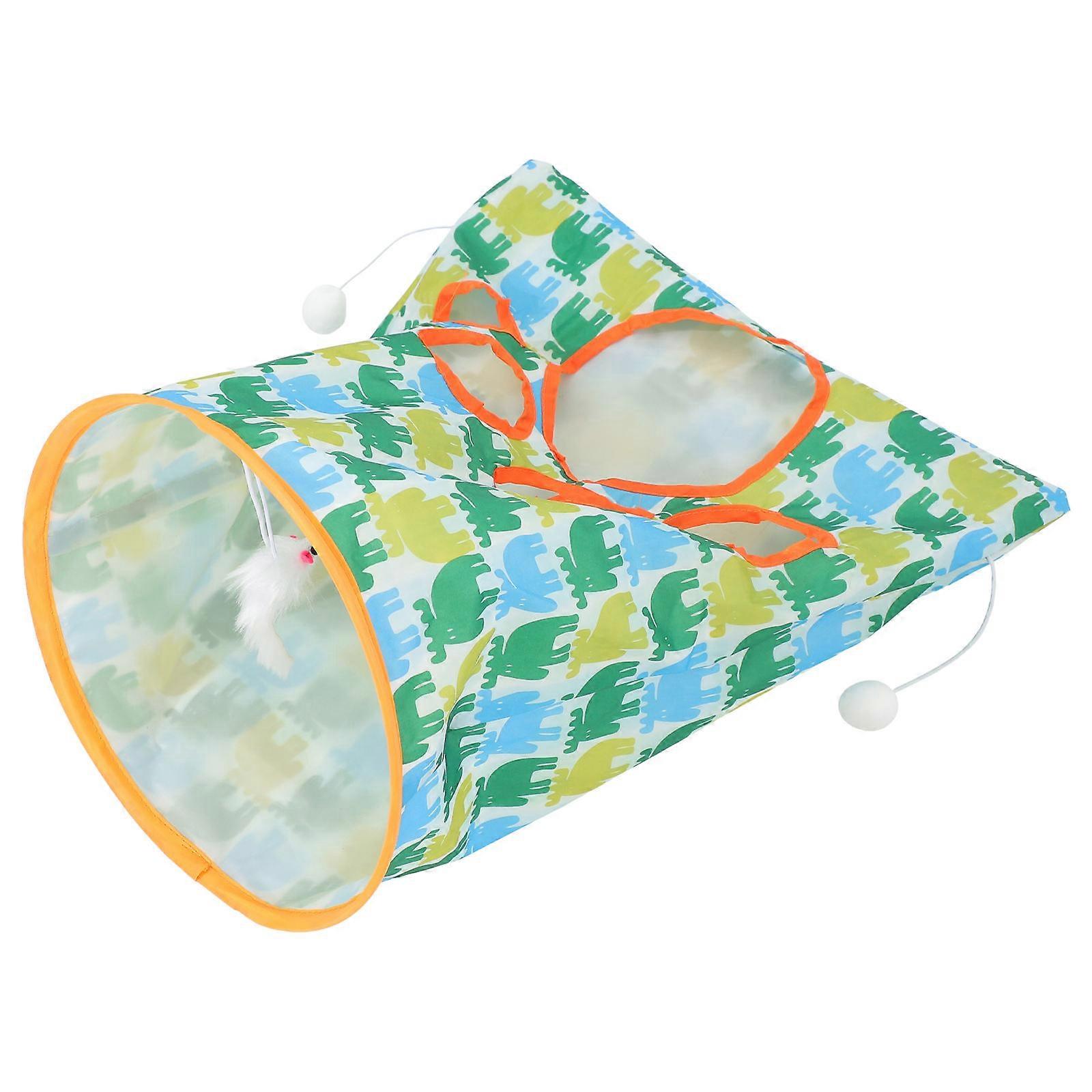 Caterpillar-Shaped Cat Tunnel for Indoor Cat Pet Owners Plush Material 48.00X29.50X29.00CM Foldable Durable 1Set