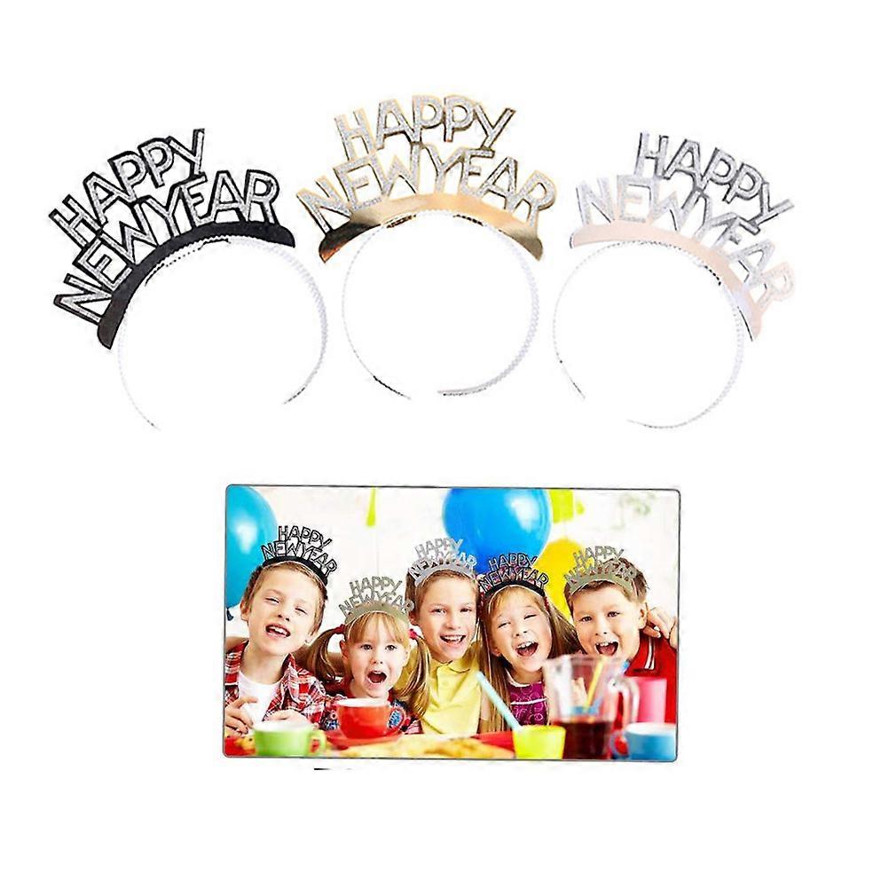 New Year Hair Hoops Letter Design Headbands Assorted Color Party Accessory 12Pcs