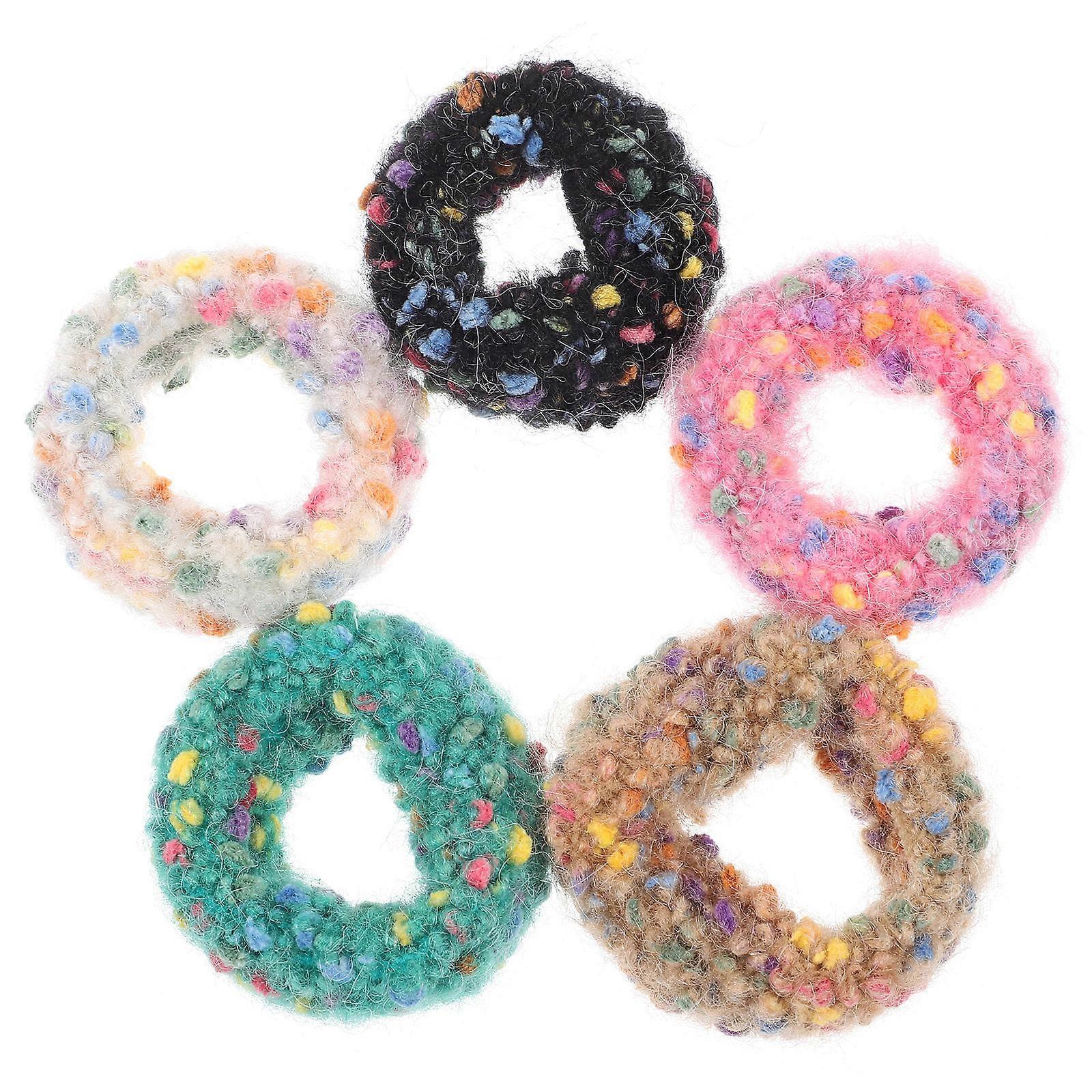 Here's a polished and professional product description based on your input:
**5pcs Fuzzy Hair Scrunchies Thick Elastic Hair Ties for