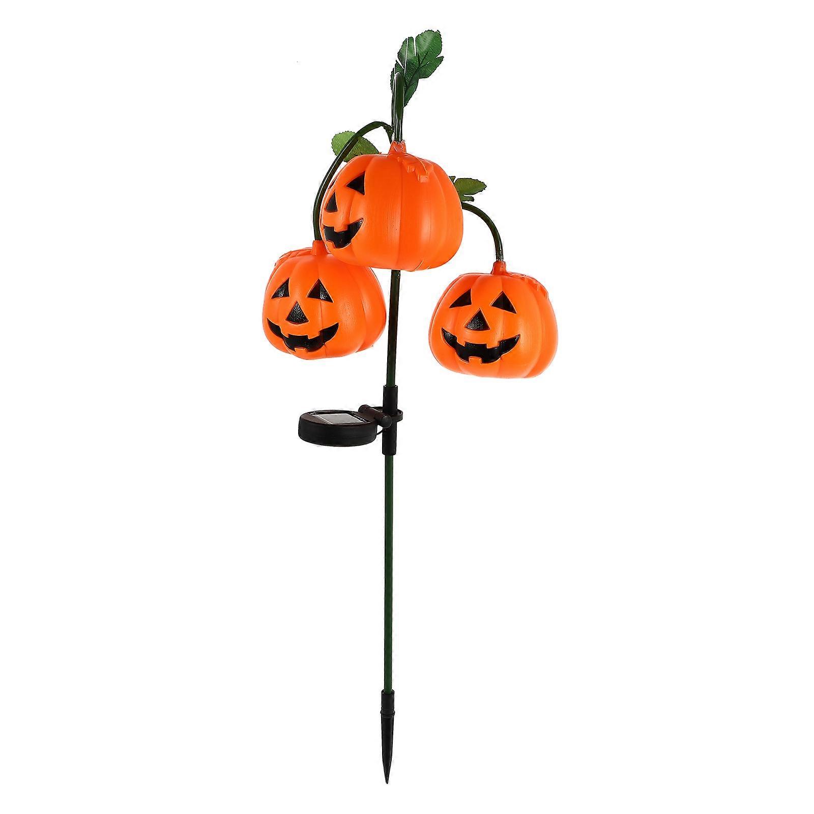 Solar Powered Pumpkin Garden Lamp for Outdoor Halloween Decoration, Easy Install Ground Inserting Light with Warm Glow for Lawn and Festival Adornment