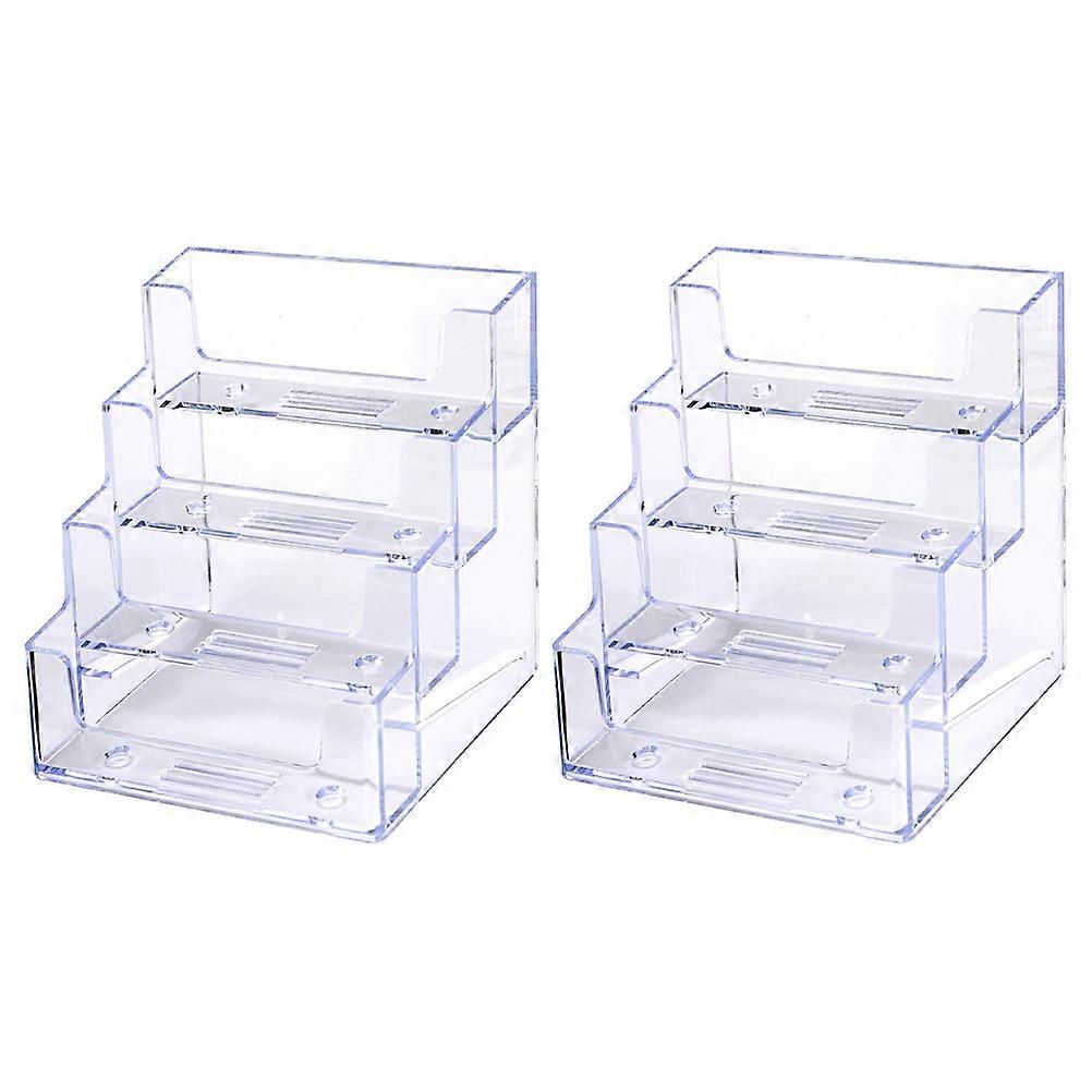 Name Card Holders For Tables Business Cards Storage Box Professional Desk Use 3.9X4.7X3.9in Transparent Plastic Display 2Set