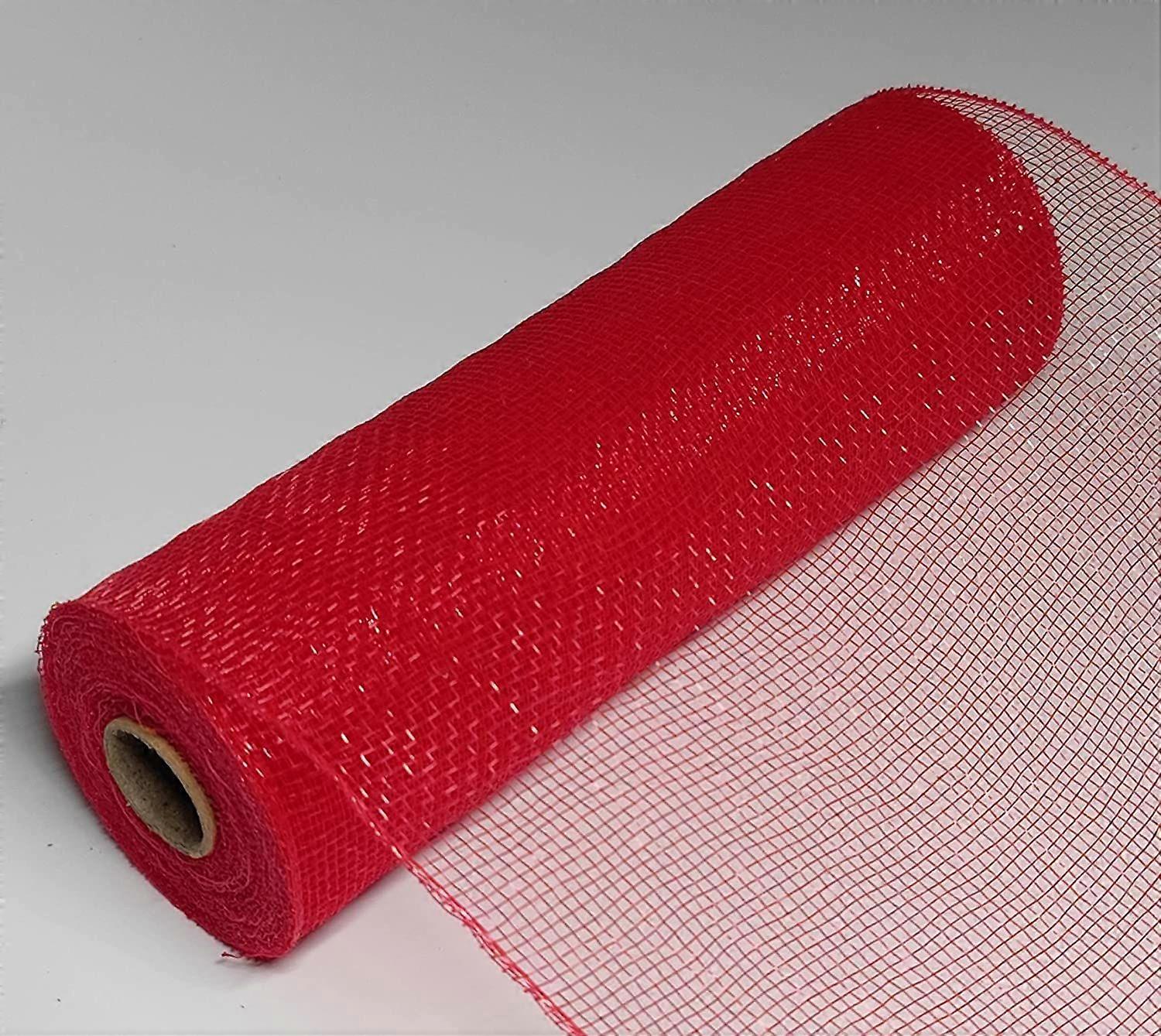 10 inch x 30 feet Plastic Mesh Ribbon -  (Red)