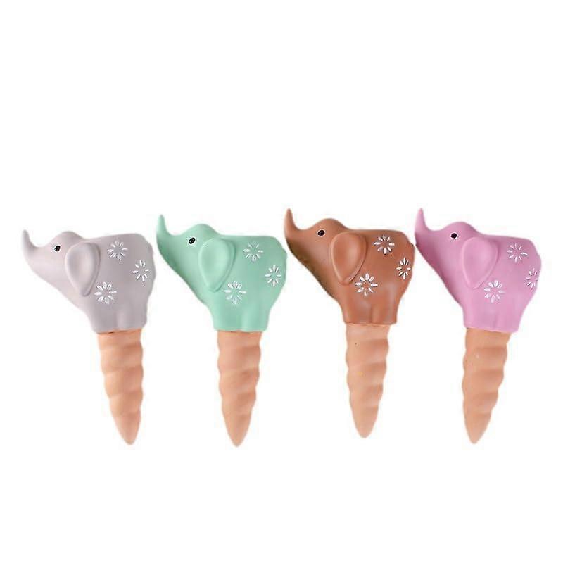 Terracotta Self-Watering Spikes for Indoor and Outdoor Use, Elephant Shape, Automatic Slow Release, 4-Pack
