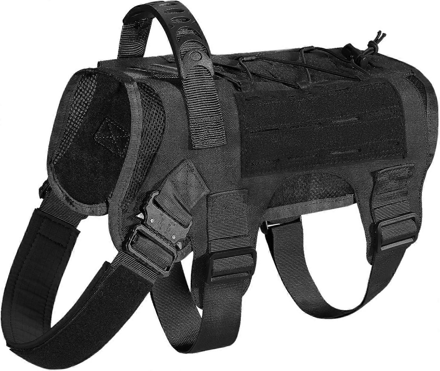 Adjustable Work Training Dog Vest with Handles Black