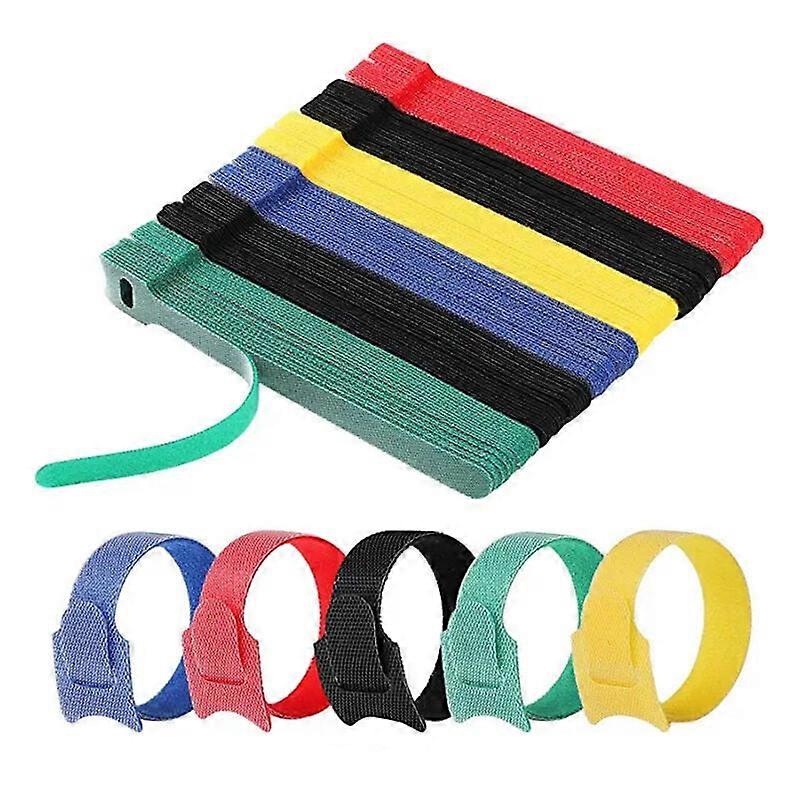 Pack of 120 Reusable Nylon Cable Ties, Adjustable Hook and Loop Cord Fasteners - Random Color