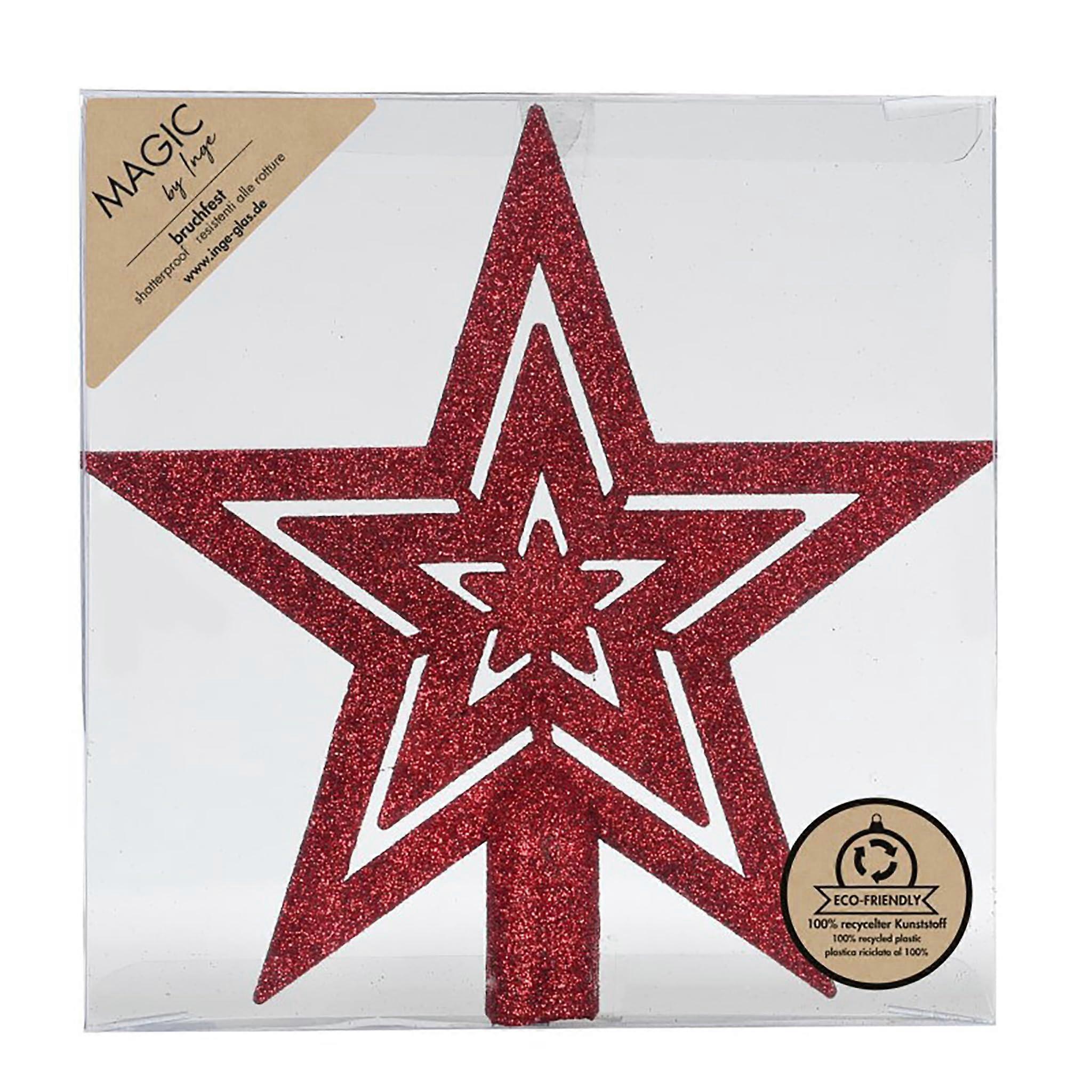 Christmas Tree Topper Star 21.5 cm Plastic – Shatterproof with Glitter