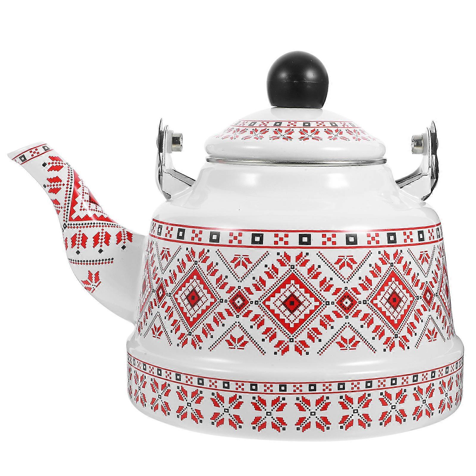 Vintage Floral Enamel Tea Kettle Enamel Water Kettle Home Use 1Pcs