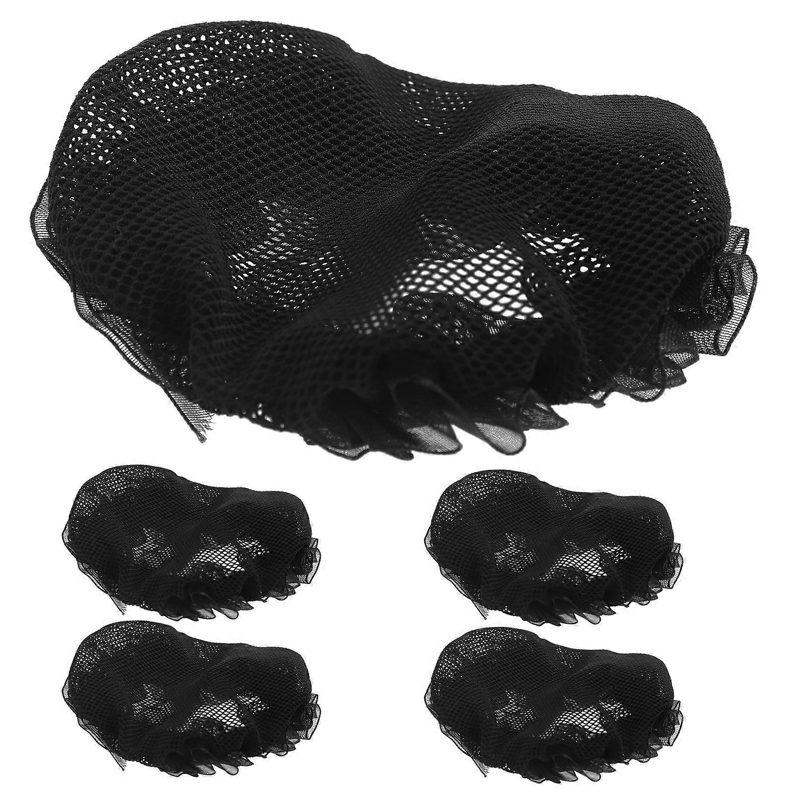 Stretch Bun Hair Net Decorative Elastic Fabric Hair Nets for Ballet 6Pcs 10x10cm Black