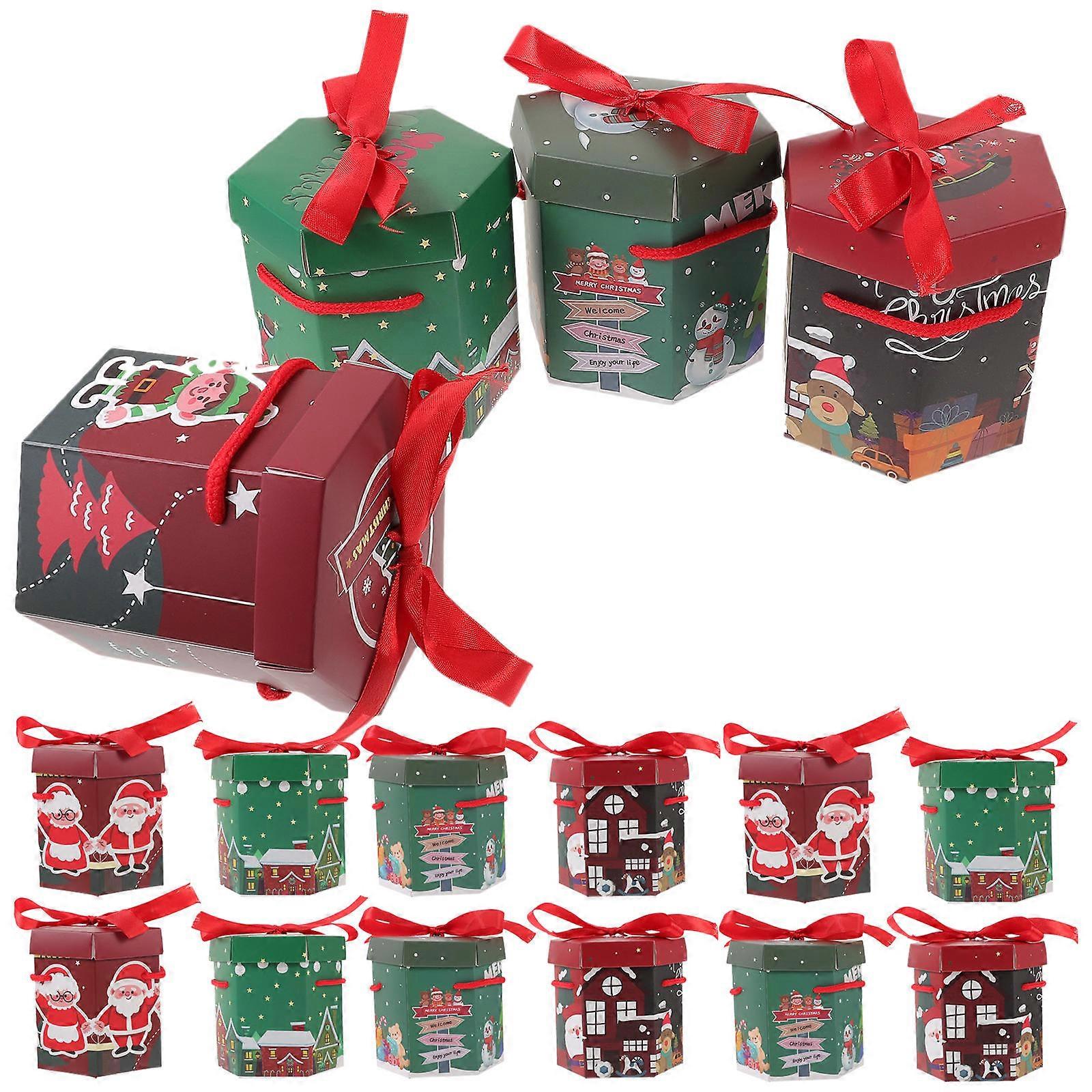 キャンディー包装箱ホリデーキャンディーボックスクリスマスパーティーデコレーション10.9X10X5.6CM隣人16個