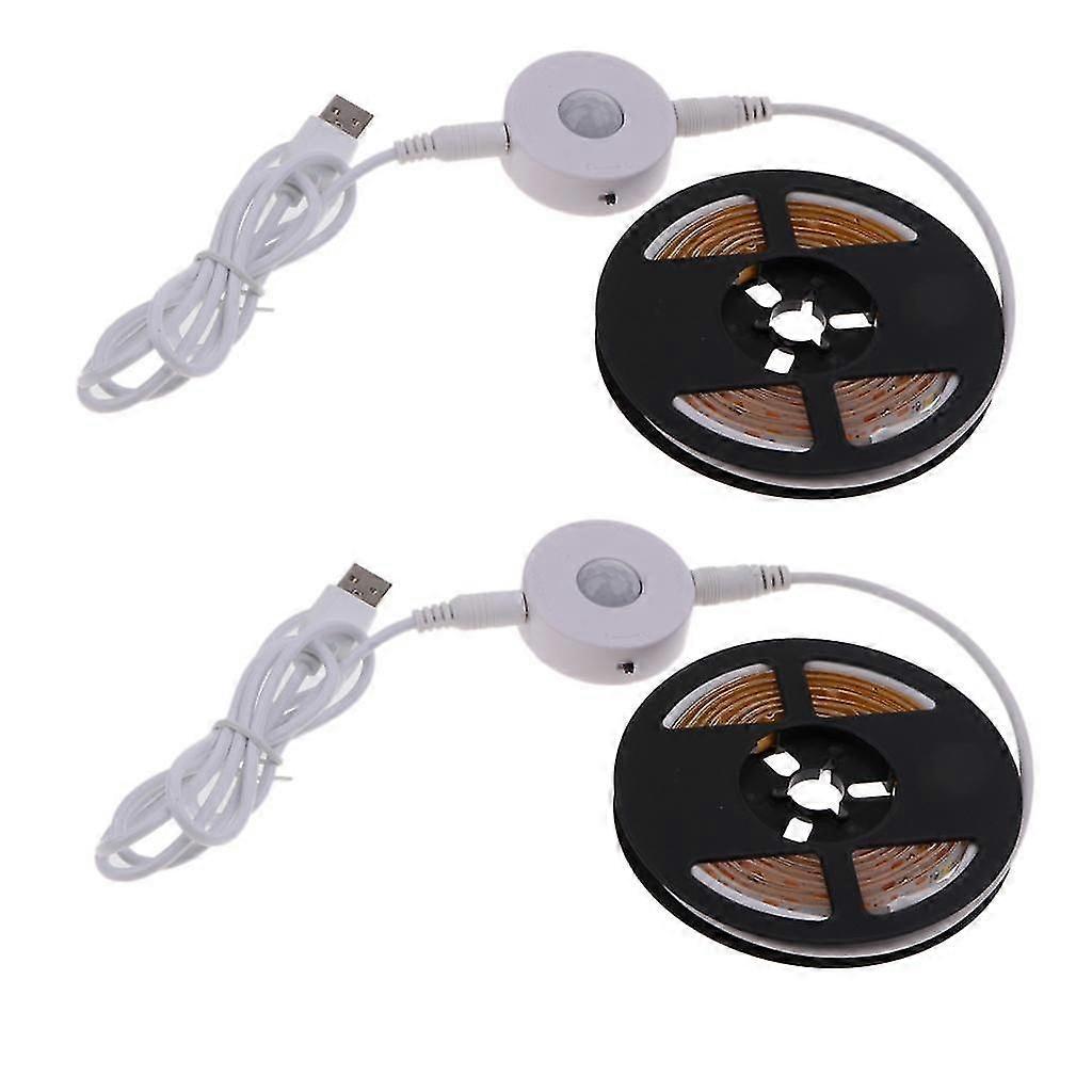2 Pcs Led Strip With Motion Sensor Closet Light For Bedroom Warm Light