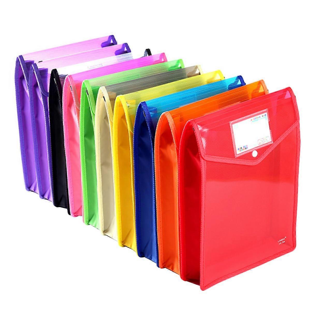 10-Piece Document Organizer Folder Set with Button Closure for School, Office, and Travel - Lightweight and Practical File Storage