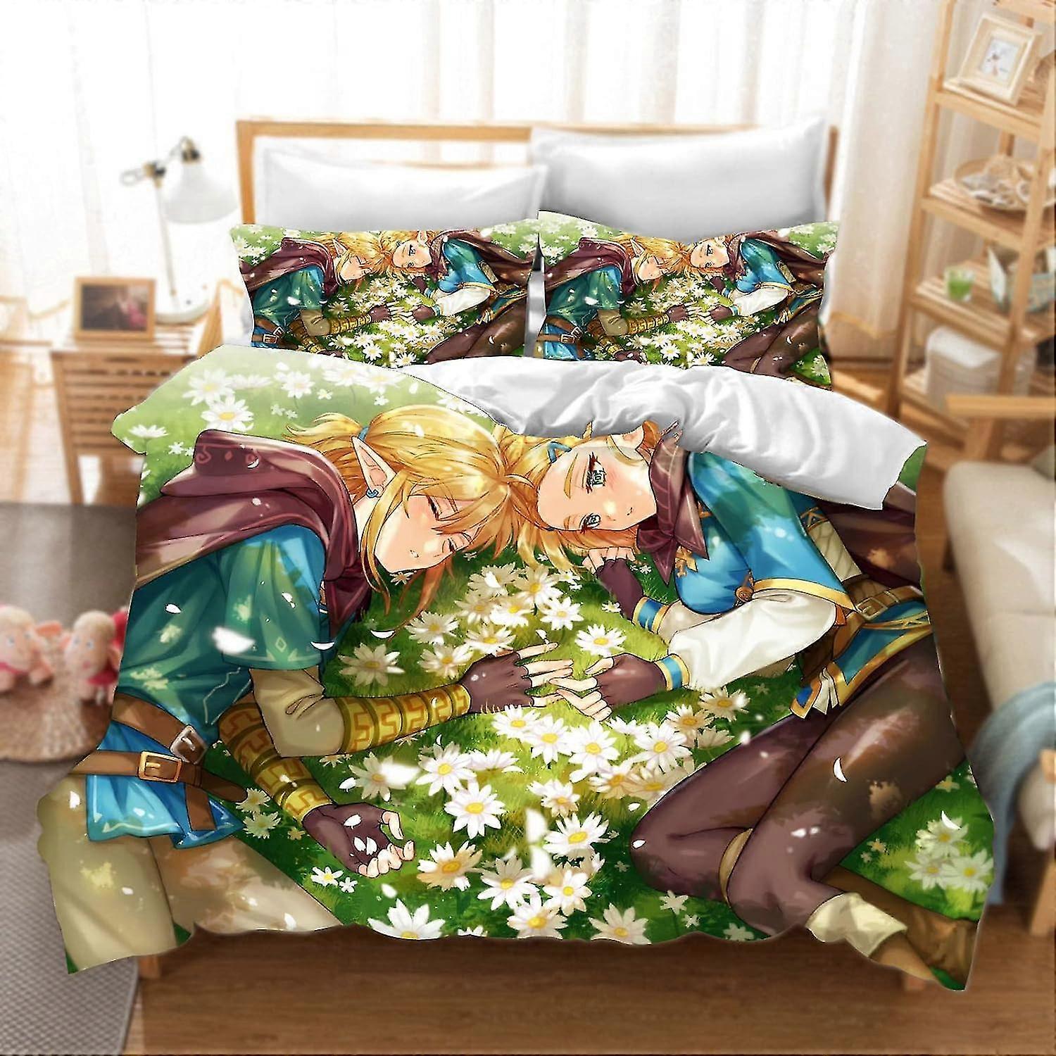 Conjuntos de roupa de cama de anime 3D com fronhas, 100% microfibra, grosso e macio, adequado para meninos e meninas