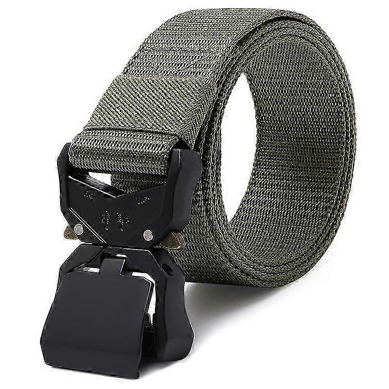 Tactical Belt, Military Hiking Rigger 1.5 Nylon Web Work Belt with Heavy Duty Quick Release Buckle Green