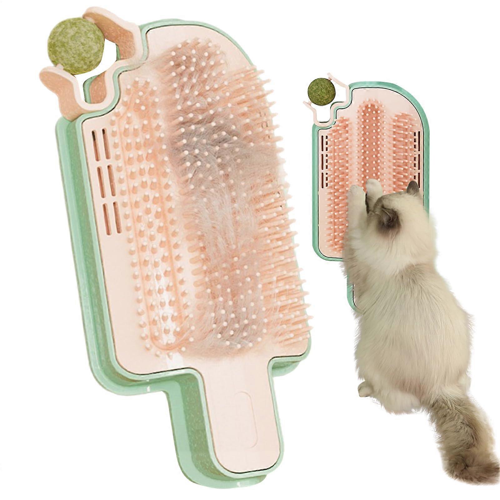 Corner Scratcher  WallMounted Cat Grooming Toy with Catnip Grass Ball