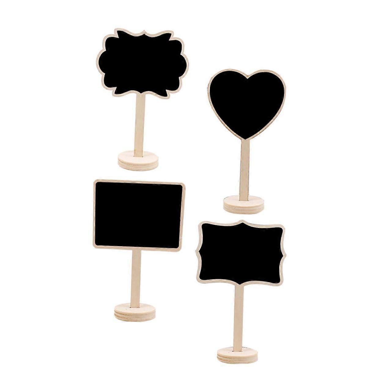 4 Pieces Small Wooden Message Boards for Home Decor, Decorative Note Boards, Pointed and Rectangular Shapes for Wedding and Table Display.