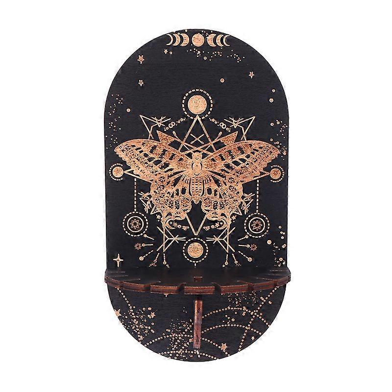 Crystal Shelf Display Wall Stand Wooden Carving Pattern Home Candle Holder Craft Display Stand Boho Style Crystal Hanging Stand