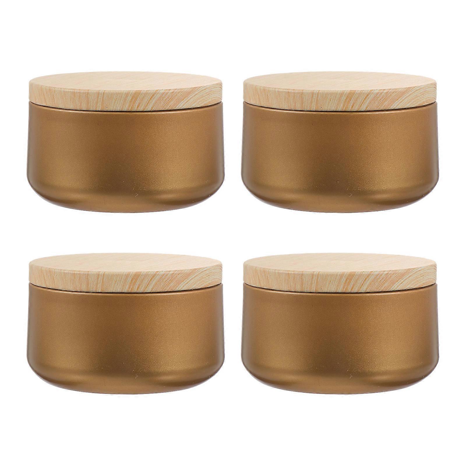 Golden Tinplate Candle Making Containers for Storage and DIY Candles 4 Pieces