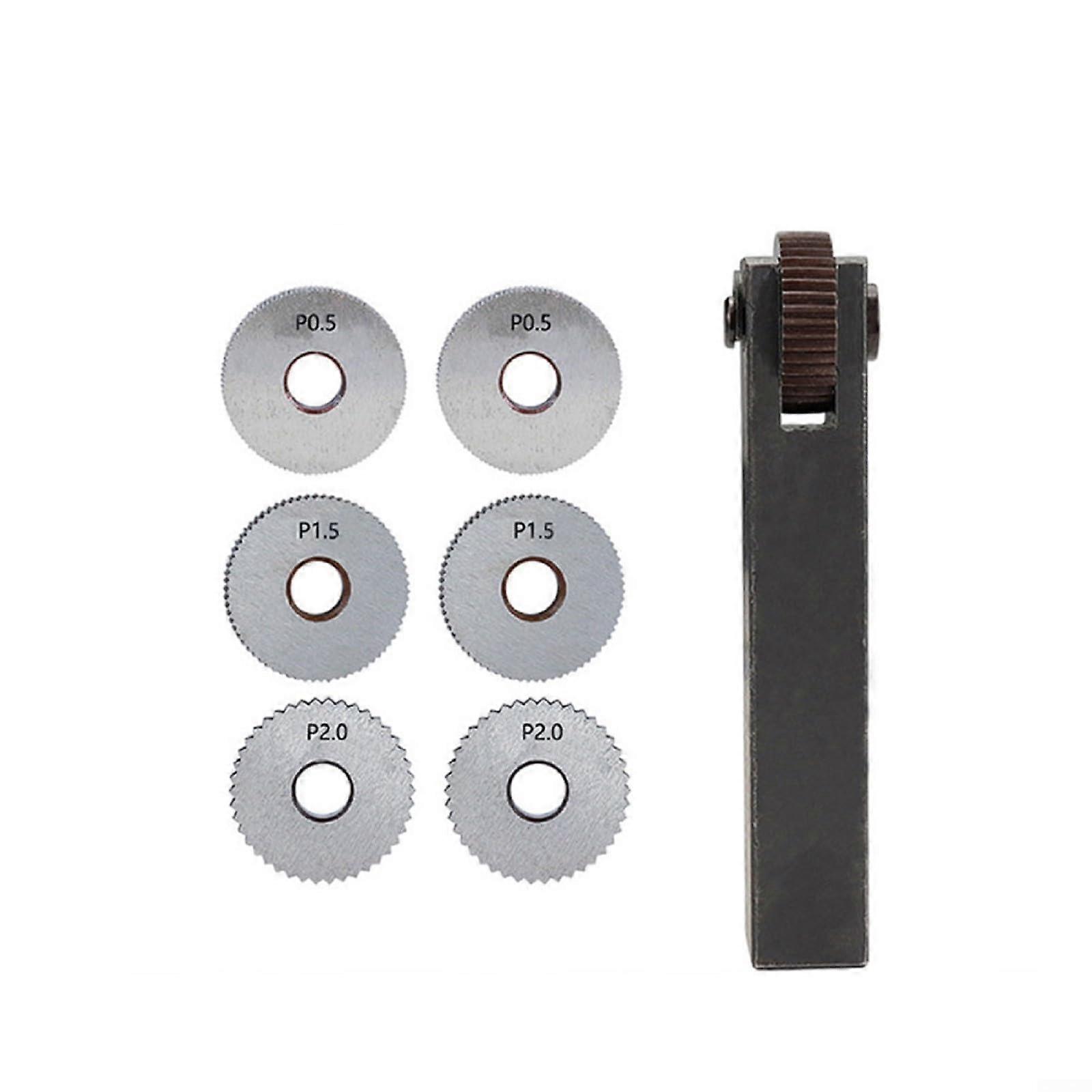 Knurling Tool Set, 7-Piece, Diagonal Knurling Pattern, Non-Slip Design, High-Speed Steel (B)
