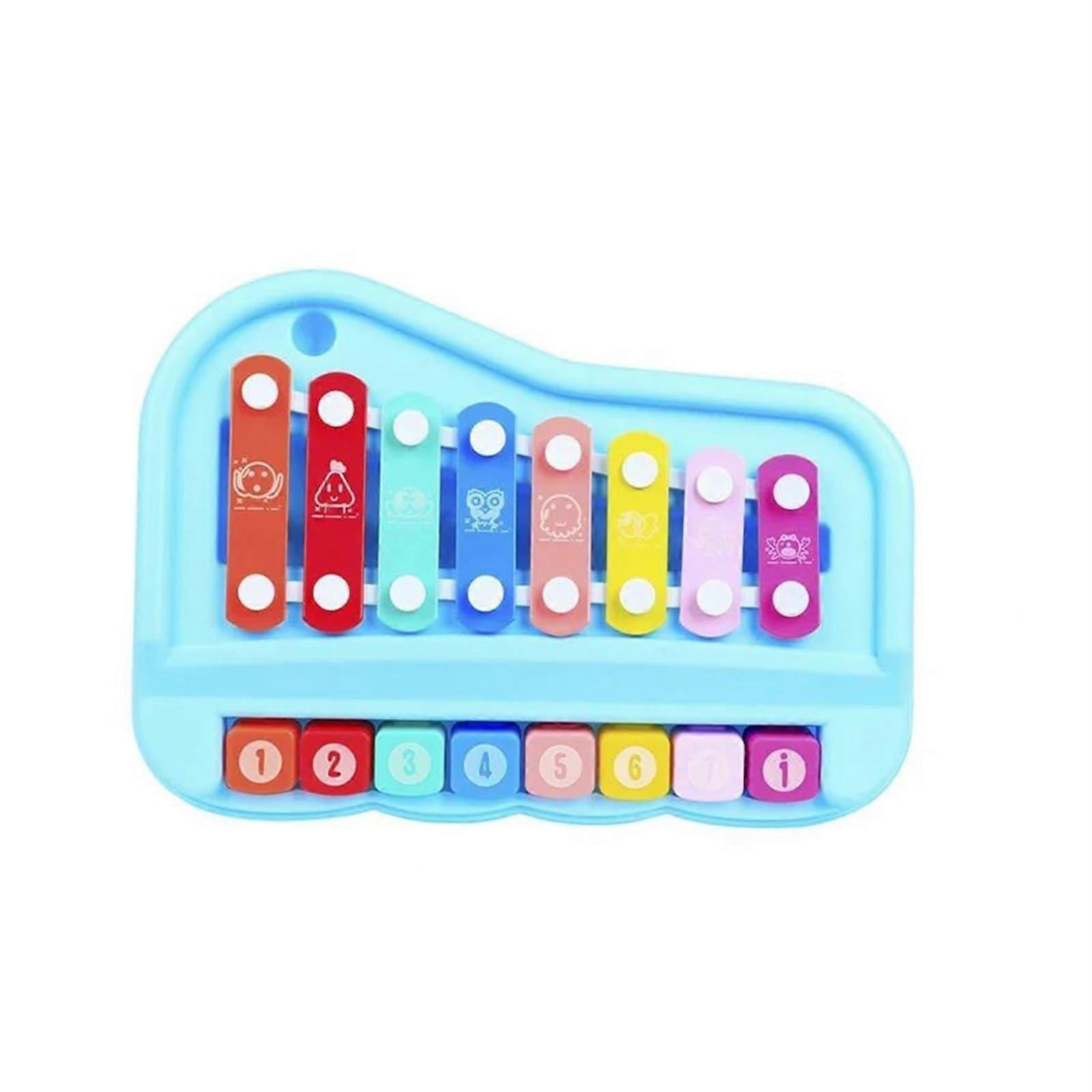 Xylophone Percussion Instrument 8Tone HandsOn Piano Musical HandTapping Duet Xylophone Gift (Blue)