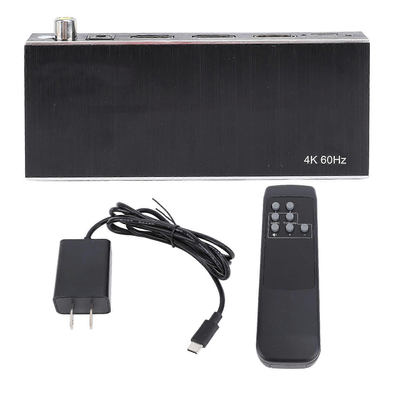 4K 60Hz eARC HDMI Switcher, 1 In 2 Out, US Plug, Remote Control, Enhanced o